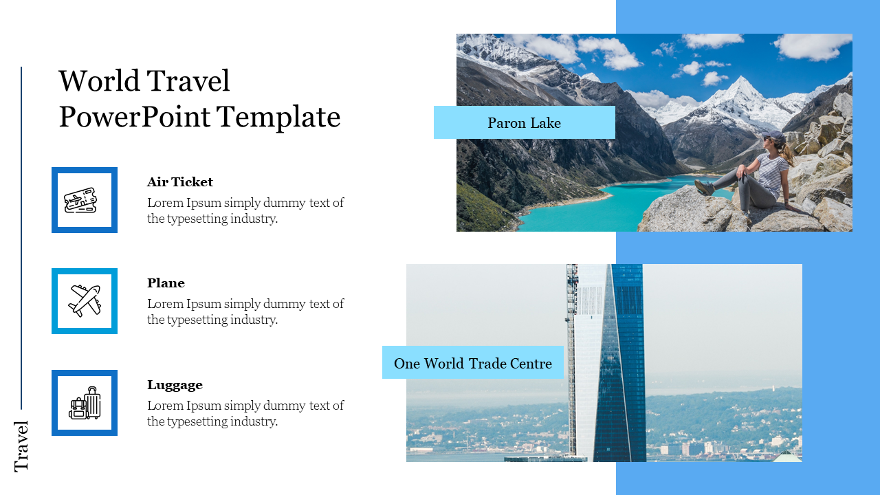 Bluish World Travel PowerPoint Template Presentation